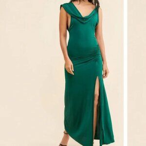 Free People Roxanne maxi jersey Dress - Gorgeous draped green goddess gown M New